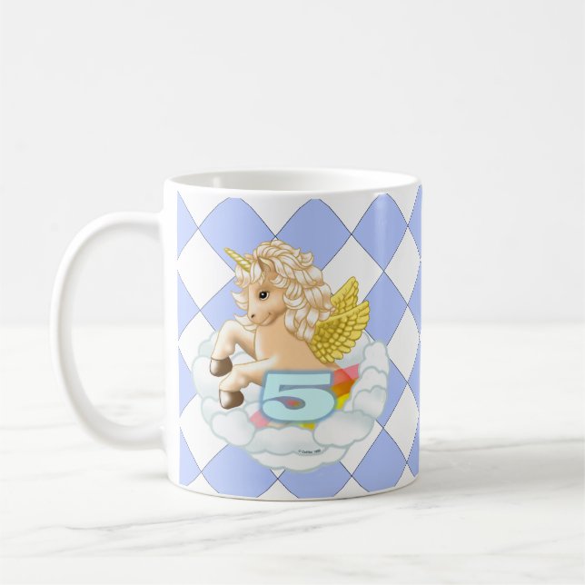 Café Caneca de aniversário de unicórnio de 5 anos (Esquerda)