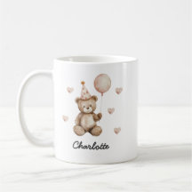 Caneca de aniversário de urso de pelúcia personali