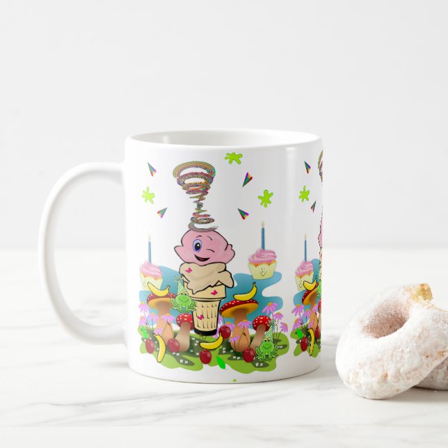 Café Caneca de Aniversário Feliz Gêmeos  (Com Donut)
