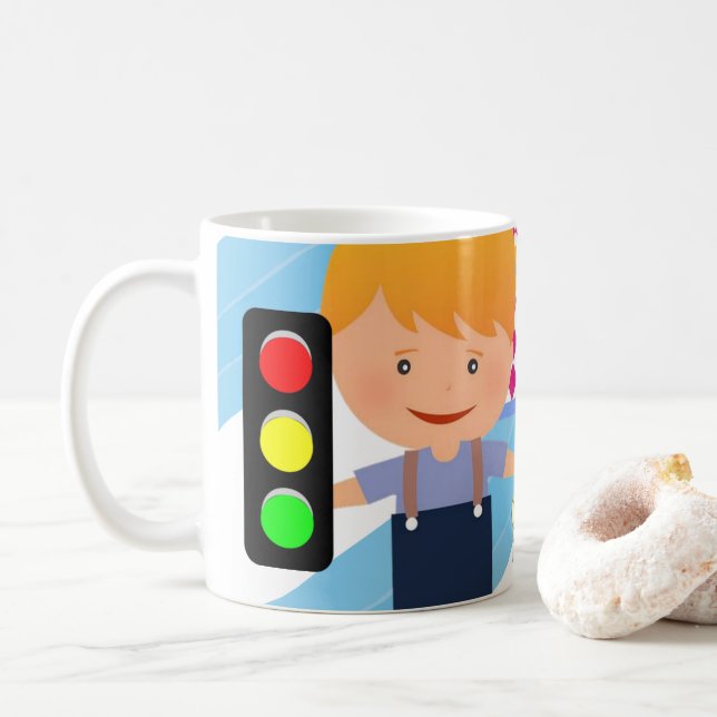 Café Caneca de Aniversário Menino Semáforo (Com Donut)