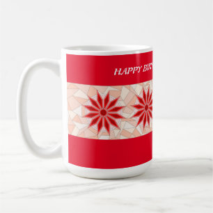 CAFÉ CANECA DE ANIVERSÁRIO MISTURA VERMELHO E ROSA