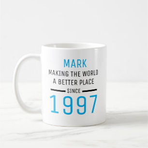 Café Caneca de aniversário personalizada com nome e ano