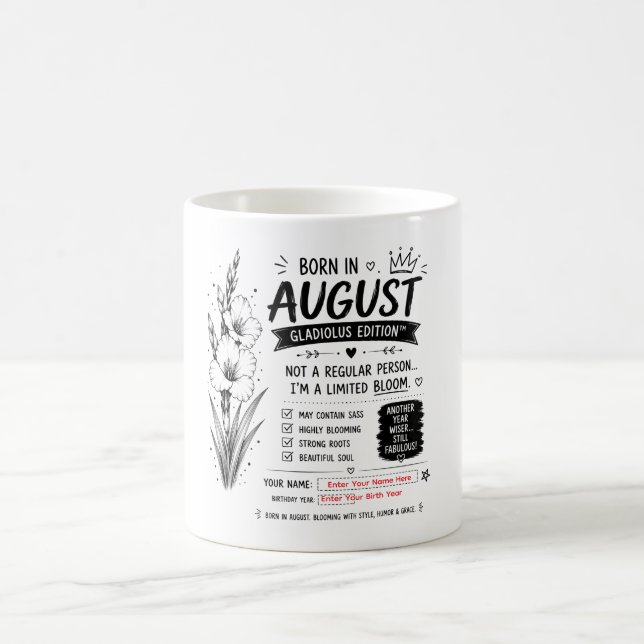 Café Caneca de Aniversário Personalizada de Gladíolo de (Centro)