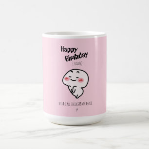 Café Caneca de aniversário rosa-rosa personalizada