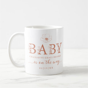 Café Caneca de Anúncio de Bebê Flor Selvagem Terracota