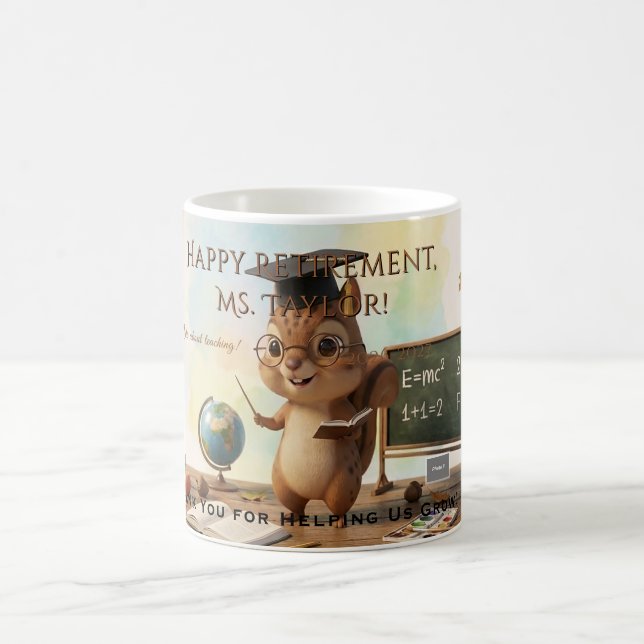 Café Caneca de Aposentadoria de Professora Esquilo Fofa (Centro)