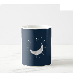 Café Caneca de Aquarela Celestial - Azul Marinho e Prat