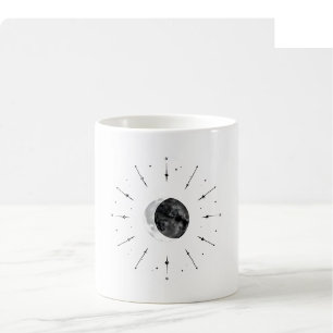 Café Caneca de Aquarela Celestial - Mono e Prata