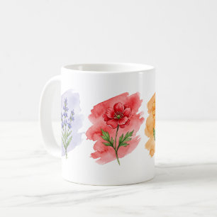 Café Caneca de Aquarela de Flor Silvestre 4 Flores Bo