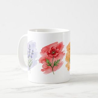 Café Caneca de Aquarela de Flor Silvestre | 4 Flores Bo