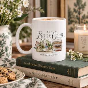 Café Caneca de Aquarela do Clube do Livro Personalizada