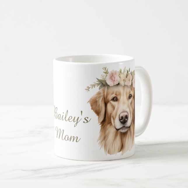 Café Caneca de Aquarela do Retriever Dourado  (Frente Esquerda)
