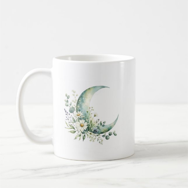 Café Caneca de Aquarela Flores Silvestres ao Luar (Esquerda)