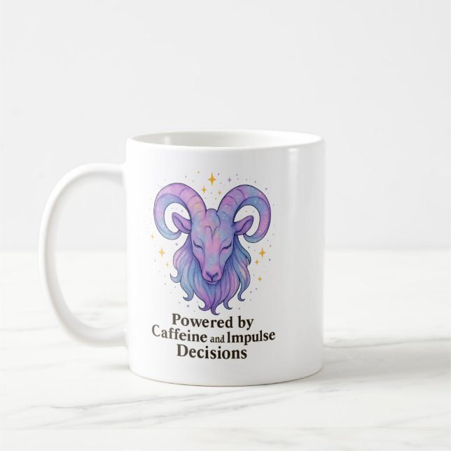 Café Caneca de Áries – Alimentada por Cafeína e Decisõe (Esquerda)