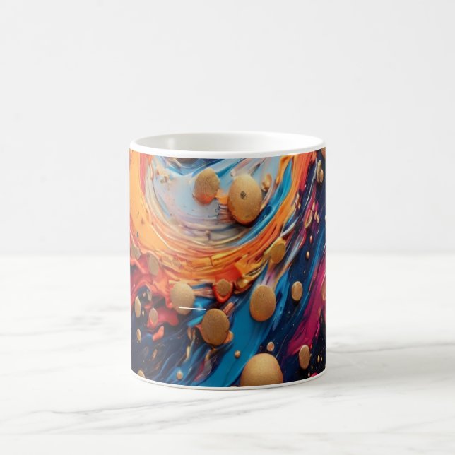 Café Caneca de Arte Abstrata em Acrílico Fluido Vibrant (Centro)
