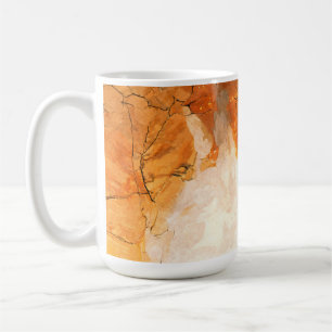 Café Caneca de Arte Abstrata em Aquarela Laranja e Azul