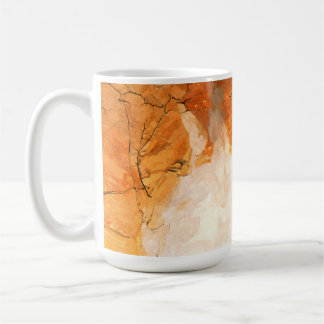 Café Caneca de Arte Abstrata em Aquarela Laranja e Azul