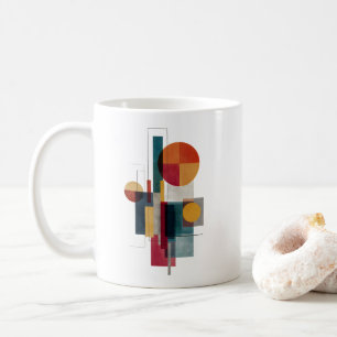 Café Caneca de Arte Abstrata Geométrica Bauhaus Colorid