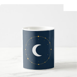 Café Caneca de Arte Celestial - Índigo e Dourado