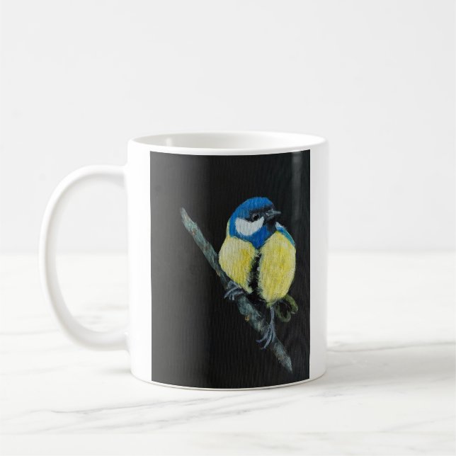 Café Caneca de Arte com Chapim-azul em Galho (Esquerda)