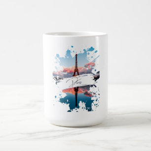Café Caneca de Arte com Efeito de Aquarela de Paris T