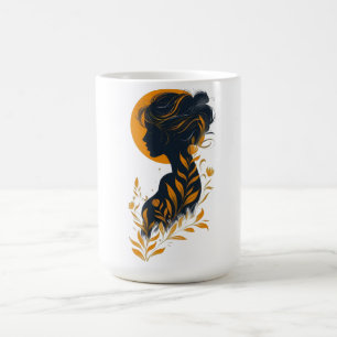 Café Caneca de Arte com Silhueta de Mulher Elegante