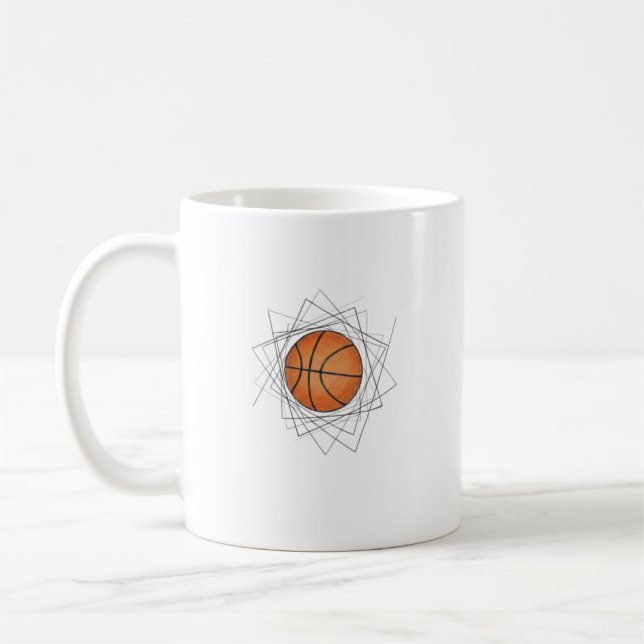 Café Caneca de Arte de Basquete com Moldura Geométrica  (Esquerda)