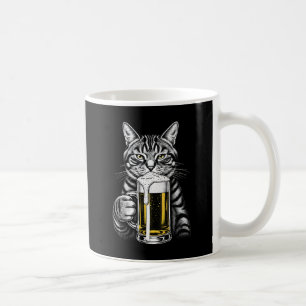 Café Caneca de Arte de Gato Malhado Legal Bebendo Cerve