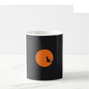 Café Caneca de Arte de Linha de Halloween - Preto e Lar