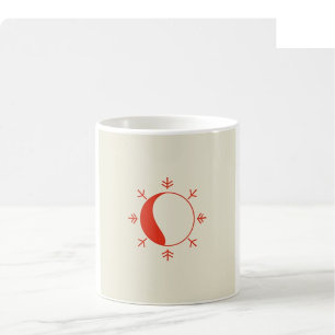 Café Caneca de Arte de Linha de Natal - Vermelho e Verd