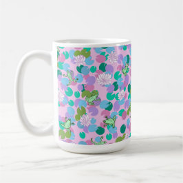 Café Caneca de arte de rã fofa com fundo rosa