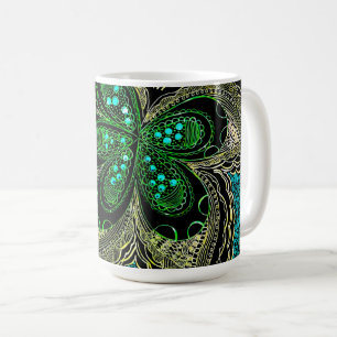 Café Caneca de Arte Decorativa Flor de Mandala Esmerald