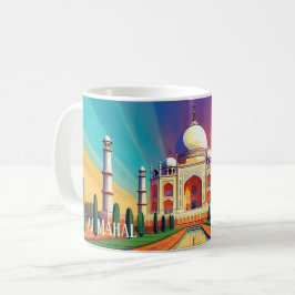 Café Caneca de Arte do Nascer do Sol Vibrante no Taj Ma