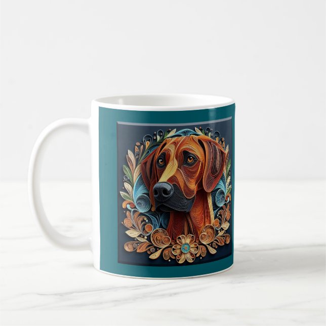 Café Caneca de Arte em Estilo Quilling de Rhodesian Rid (Esquerda)