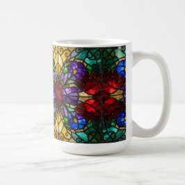 Café Caneca de Arte em Vidro Colorido Floral