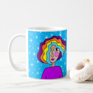 Café Caneca de Arte Estilizada de Rosto Abstrato