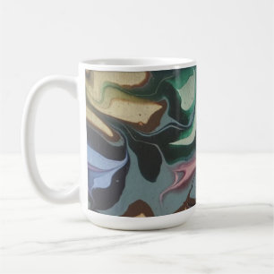 Café Caneca de Arte Fluida Olive & Emerald Swirl
