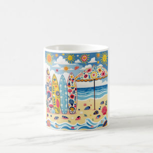 Café Caneca de Arte Folclórica de Prancha de Surfe