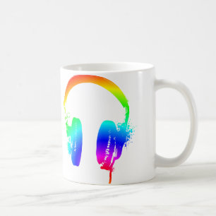 Café Caneca de Arte Gráfica Estêncil Arco-Íris Fones de