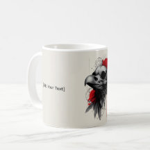 Caneca de Arte Grunge Gótica Crânio de Corvo Escur