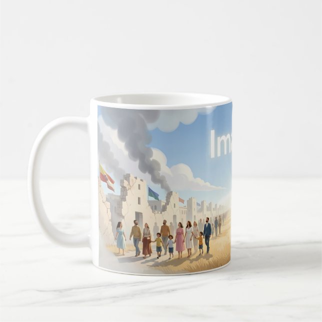 Café Caneca de Arte Imagine Paz Além das Paredes Quebra (Esquerda)