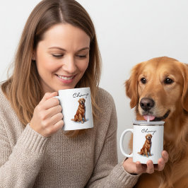 Café Caneca de Arte Minimalista do Golden Retriever