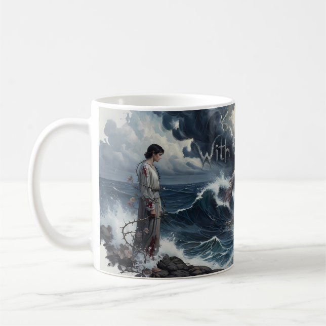 Café Caneca de Arte Oceano Tempestuoso Com ou Sem Você (Esquerda)