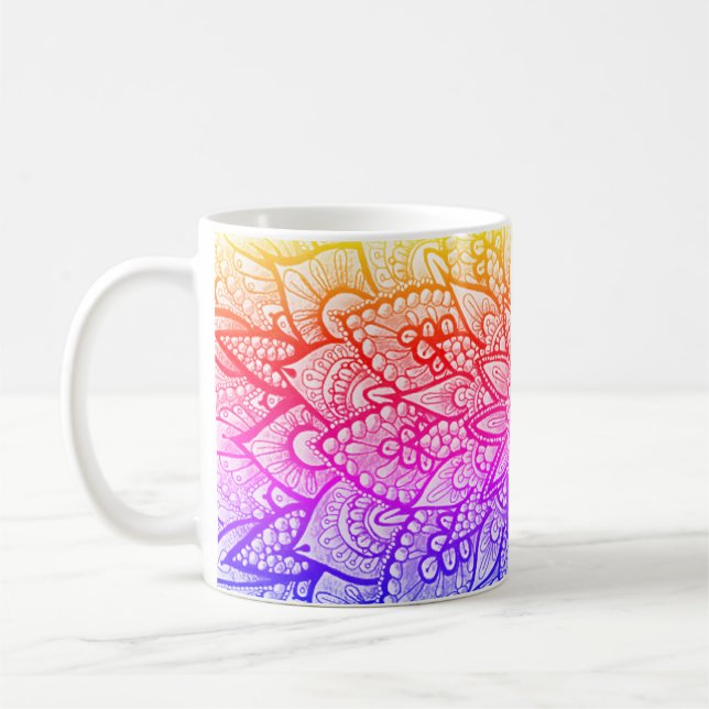 Café Caneca de Arte Original com Design de Mandala Mult (Esquerda)