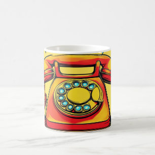 Café Caneca de Arte Pop de Telefone Rotativo Retro Colo