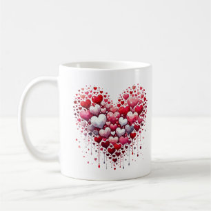 Café Caneca de Arte Romântica com Borrifo de Amor Coraç