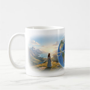 Café Caneca de Arte Sonho Tão Longe Através do Mundo