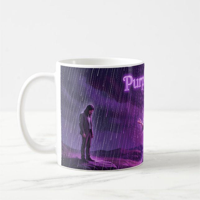 Café Caneca de Arte Tempestade Violeta ao Luar Chuva Ro (Esquerda)