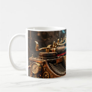 Café Caneca de Arte Vintage de Máquina de Escrever IA S