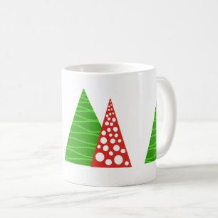 Café Caneca de árvores de Natal vermelha e verde